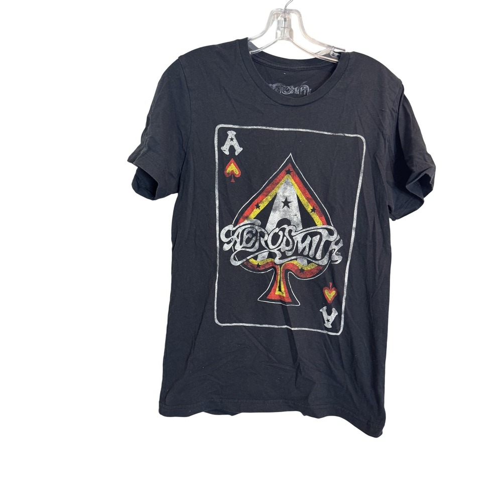 Aerosmith Shirt Mens Medium Black Ace of Spades Card Graphic Rock Band Tee 2019